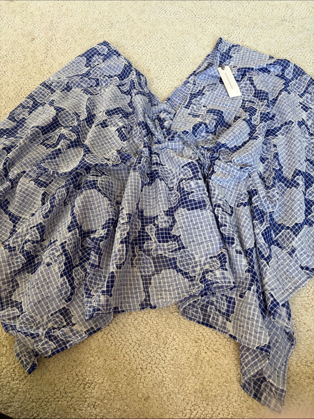 Navy Floral V-Neck Tie Front Caftan Women's Tunic Top